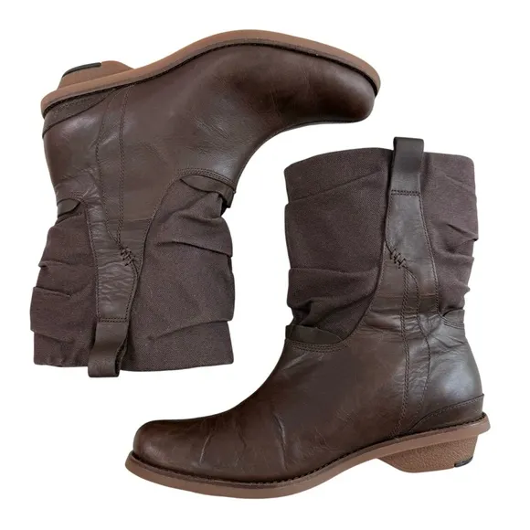 Merrell Bracken Performance Leather Canvas Pull On Boots Brown Size 7