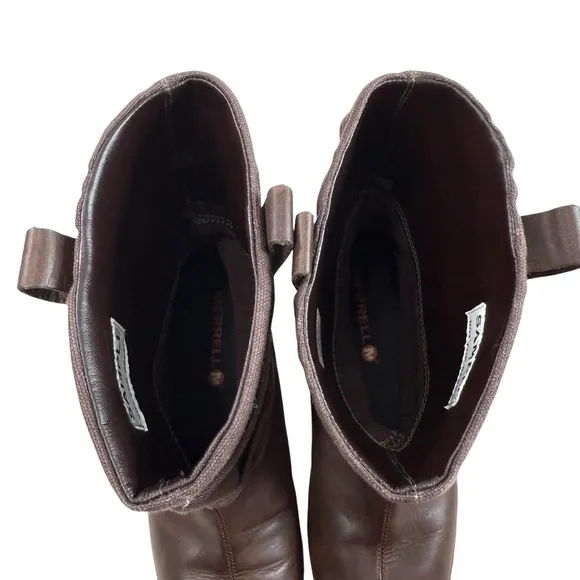 Merrell Bracken Performance Leather Canvas Pull On Boots Brown Size 7