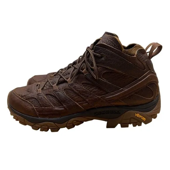 Merrell Men’s Brown Leather Moab 2 Mid Vibram Sole Waterproof Hiking Boots Sz 12