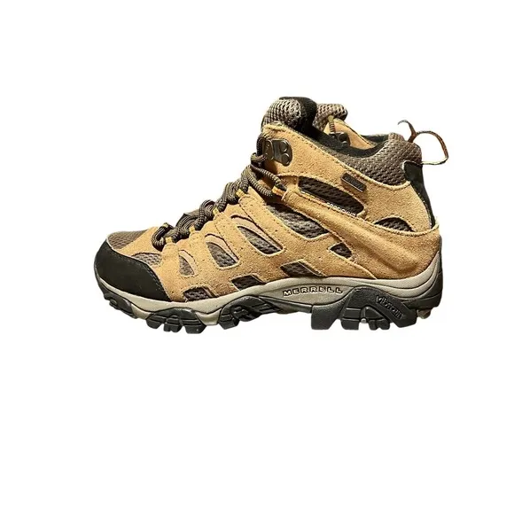 Merrell Moab 2 Earth Mid Mens Waterproof Hiking Vibram Boots Brown Sz 7 Leather