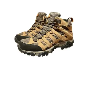 Merrell Moab 2 Earth Mid Mens Waterproof Hiking Vibram Boots Brown Sz 7 Leather