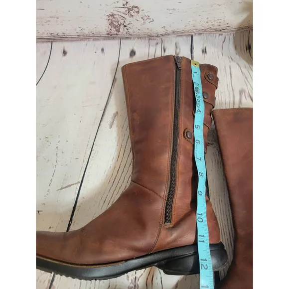 Merrell Tetra Launch Cherry Brown Leather Waterproof Boots Women's Size 7.5