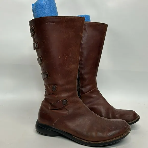 Merrell Tetra Launch Cherry Brown Leather Waterproof Boots Women's Size 7.5