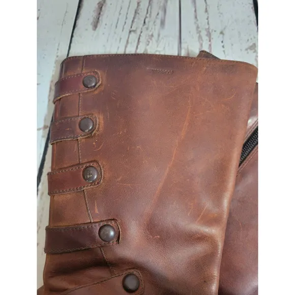 Merrell Tetra Launch Cherry Brown Leather Waterproof Boots Women's Size 7.5