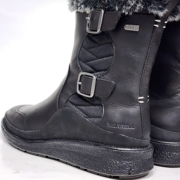 Merrell Tremblant Ezra J95308 Black Faux Fur Boots Women’s Size 8