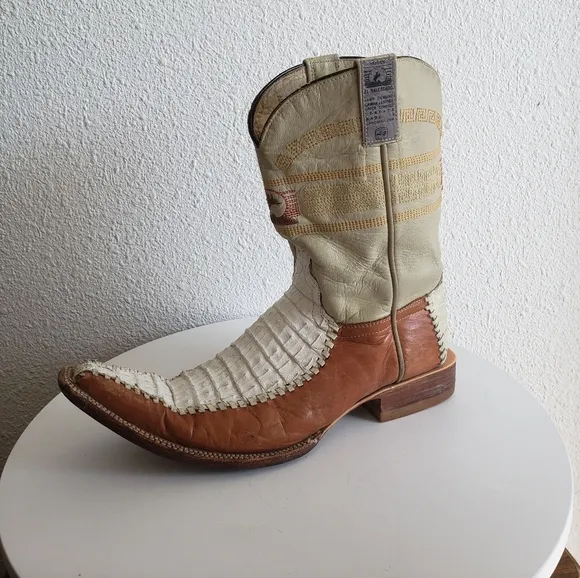Mexican  Western  Mens Leather Long Point Toe Boots