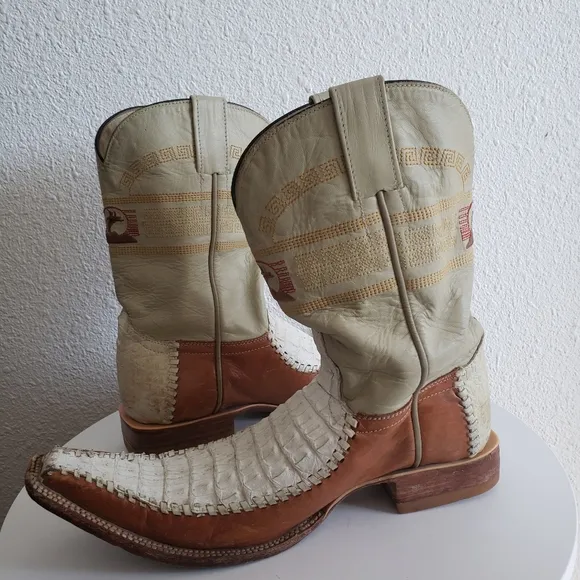 Mexican  Western  Mens Leather Long Point Toe Boots
