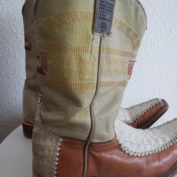 Mexican  Western  Mens Leather Long Point Toe Boots
