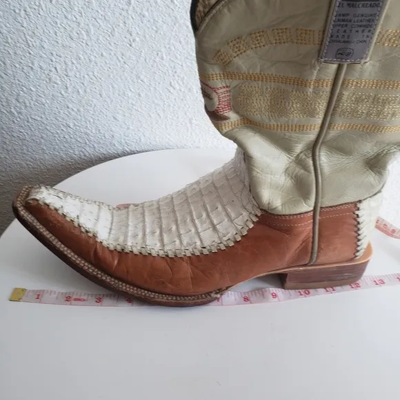 Mexican  Western  Mens Leather Long Point Toe Boots