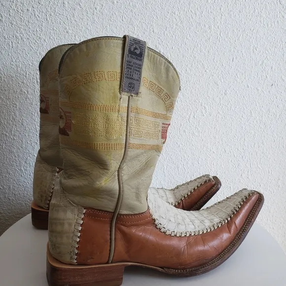 Mexican  Western  Mens Leather Long Point Toe Boots