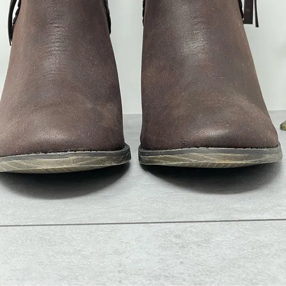 Mia Kori Brown Vegan Leather Block Heel (3.5”) Bootie Women's 10 M