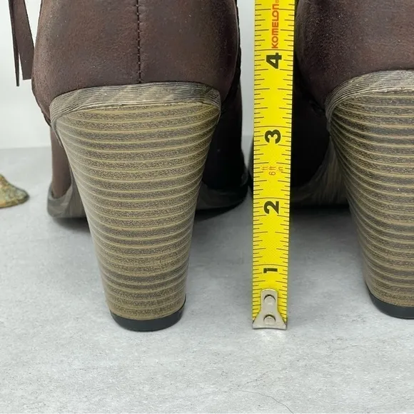 Mia Kori Brown Vegan Leather Block Heel (3.5”) Bootie Women's 10 M