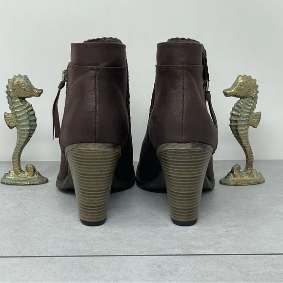 Mia Kori Brown Vegan Leather Block Heel (3.5”) Bootie Women's 10 M