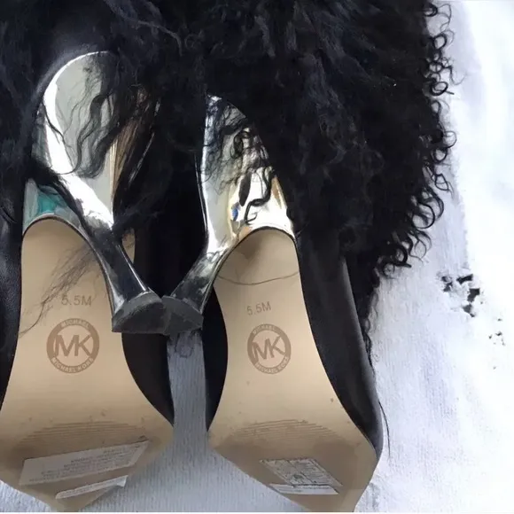 Michael Kors Black Heeled Boots with Faux Fur