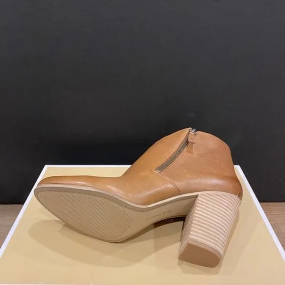 Michael Kors Denver Dark Caramel Ankle Short Boots Bootie Shoes Heels Pumps NEW