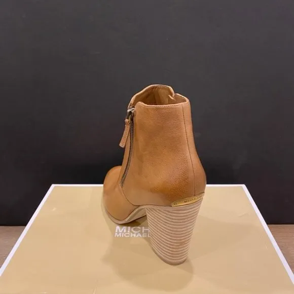 Michael Kors Denver Dark Caramel Ankle Short Boots Bootie Shoes Heels Pumps NEW