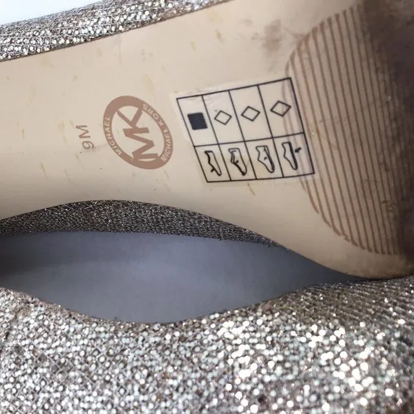Michael Kors Gold Shimmer Slip On Peep Toe High Heel Pumps Shoes Women's Size 9