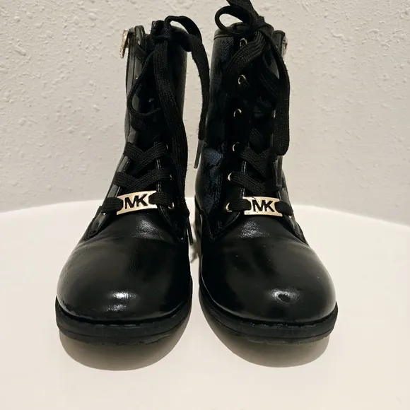 Michael Kors Kids Girls Signature Vegan Leather Black Boots Size 13