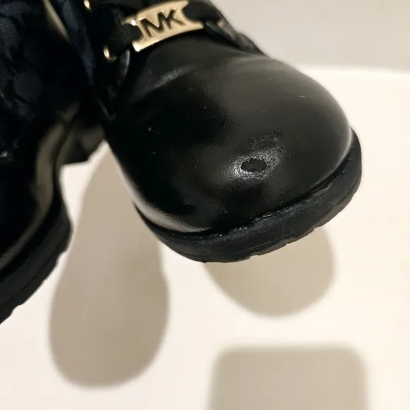 Michael Kors Kids Girls Signature Vegan Leather Black Boots Size 13