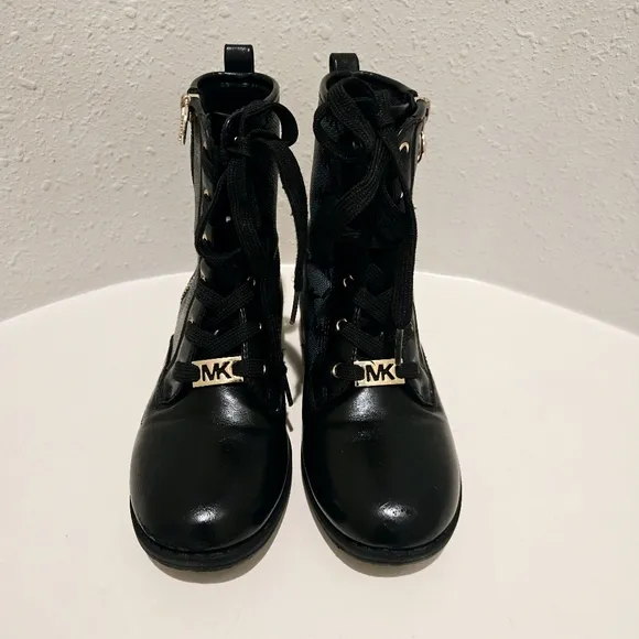Michael Kors Kids Girls Signature Vegan Leather Black Boots Size 13