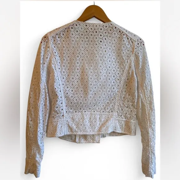 Michael Kors White Eyelet Moto Jacket - 4 -100%Cotton - Excellent Condition