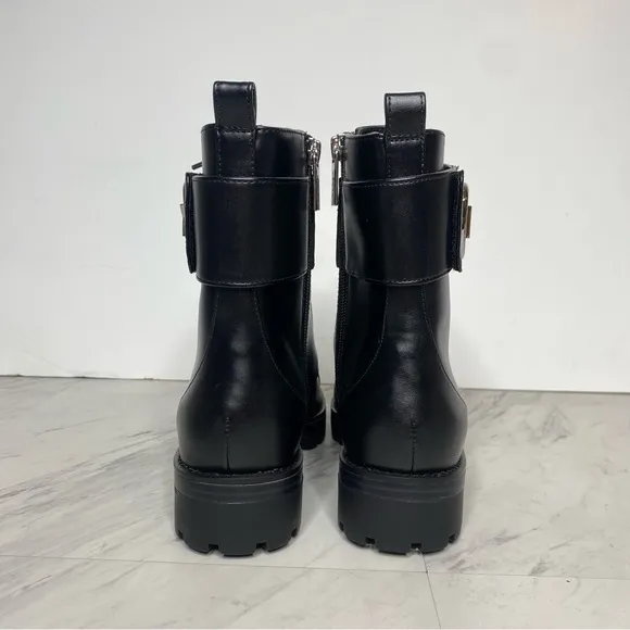 Michael Michael Kors Tatum Black Faux Leather Lace Up Combat Boot 9M