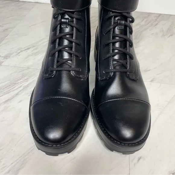 Michael Michael Kors Tatum Black Faux Leather Lace Up Combat Boot 9M