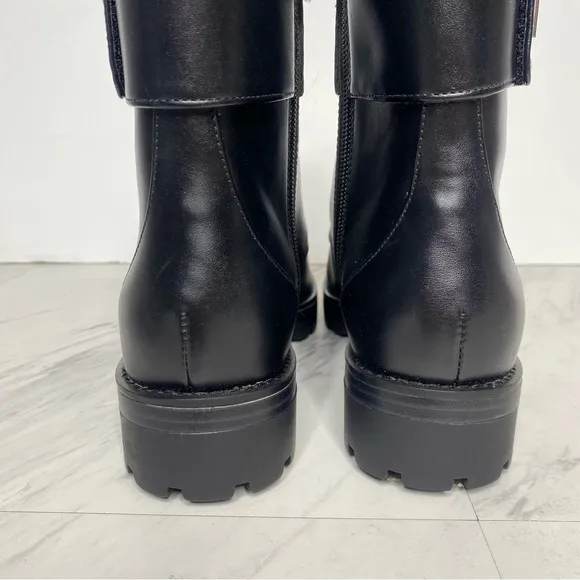 Michael Michael Kors Tatum Black Faux Leather Lace Up Combat Boot 9M