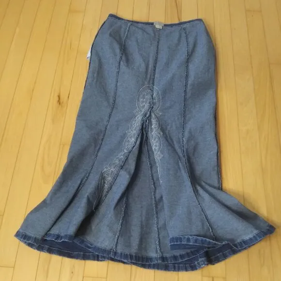 Midnight Velvet Denim Maxi Skirt Embellished 1X DRY CLEAN