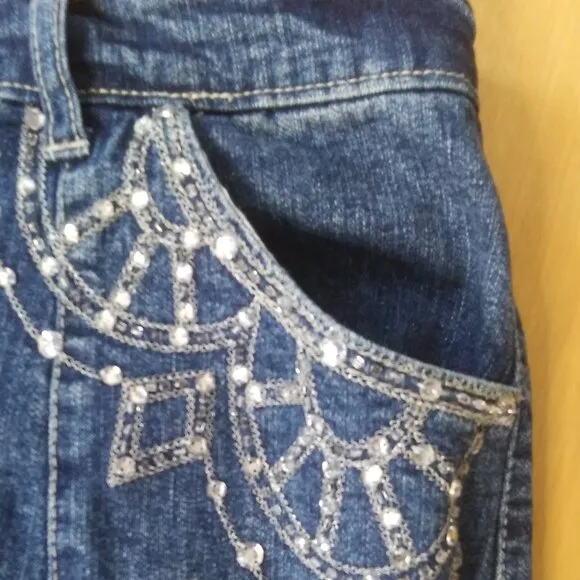 Midnight Velvet Denim Maxi Skirt Embellished 1X DRY CLEAN