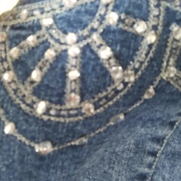Midnight Velvet Denim Maxi Skirt Embellished 1X DRY CLEAN