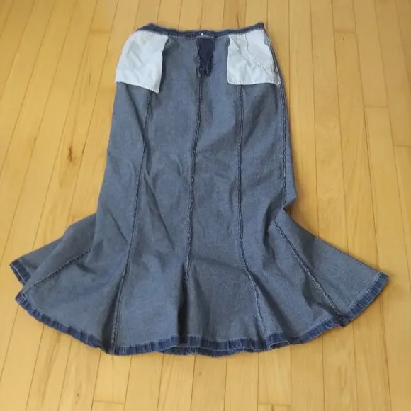 Midnight Velvet Denim Maxi Skirt Embellished 1X DRY CLEAN