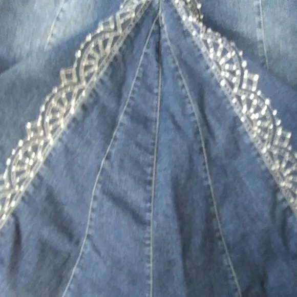 Midnight Velvet Denim Maxi Skirt Embellished 1X DRY CLEAN