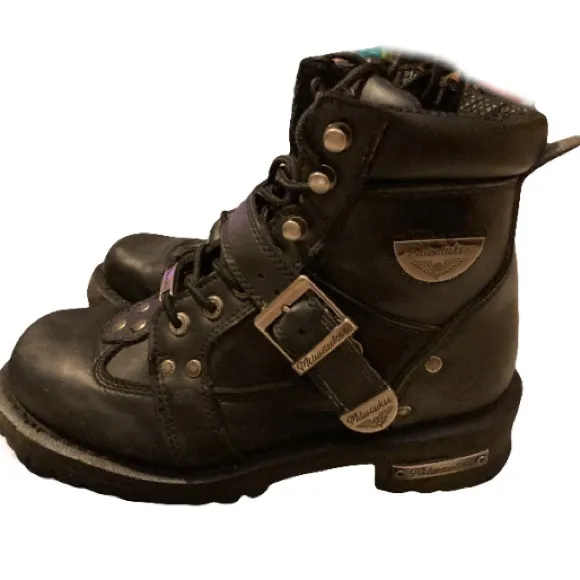 Milwaukee Motorcycle Clothing Women’s Leather Black Road Captain Boots 8.5 Biker