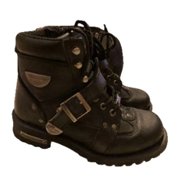 Milwaukee Motorcycle Clothing Women’s Leather Black Road Captain Boots 8.5 Biker