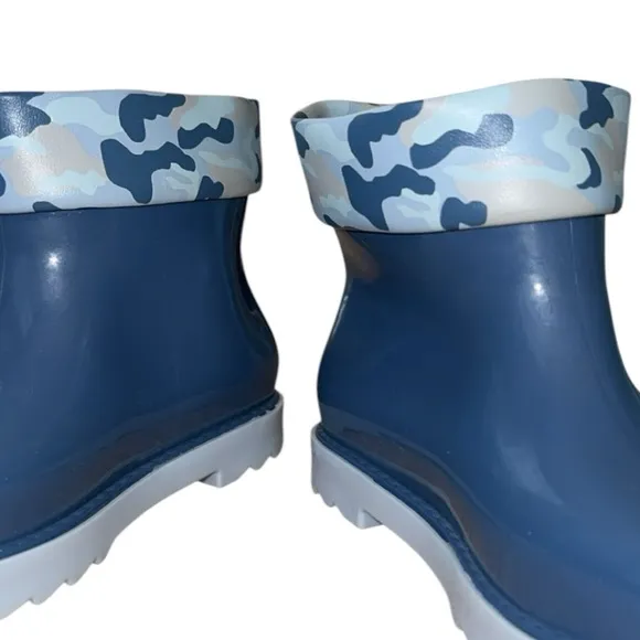 Mini Melissa Toddler Boys Camo Print Short Rain Boots Blue Size 10