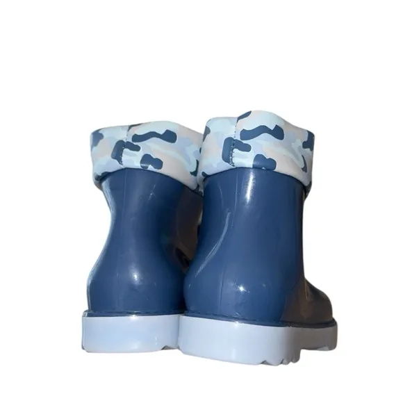 Mini Melissa Toddler Boys Camo Print Short Rain Boots Blue Size 10