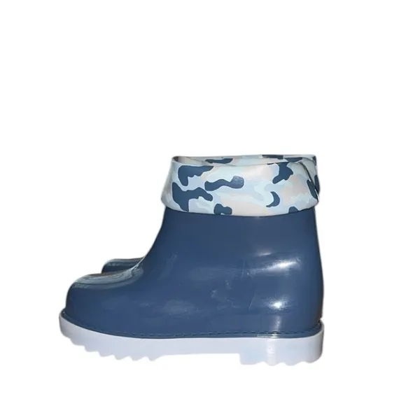Mini Melissa Toddler Boys Camo Print Short Rain Boots Blue Size 10