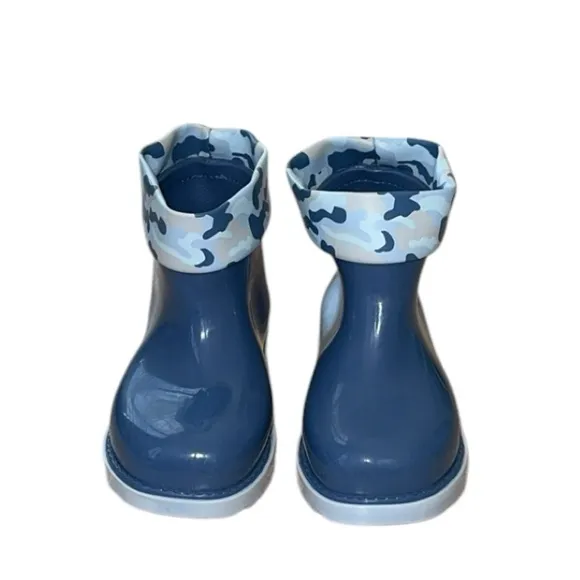 Mini Melissa Toddler Boys Camo Print Short Rain Boots Blue Size 10