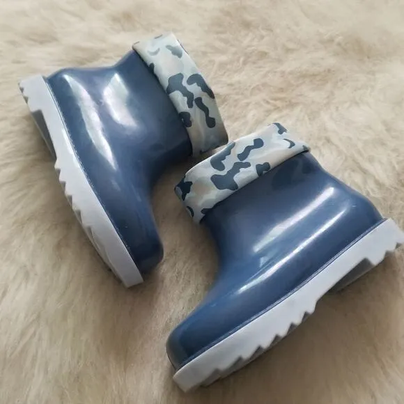 MINI MELISSA Toddler Boy Camo Print Short Rain Boots Blue Size 10