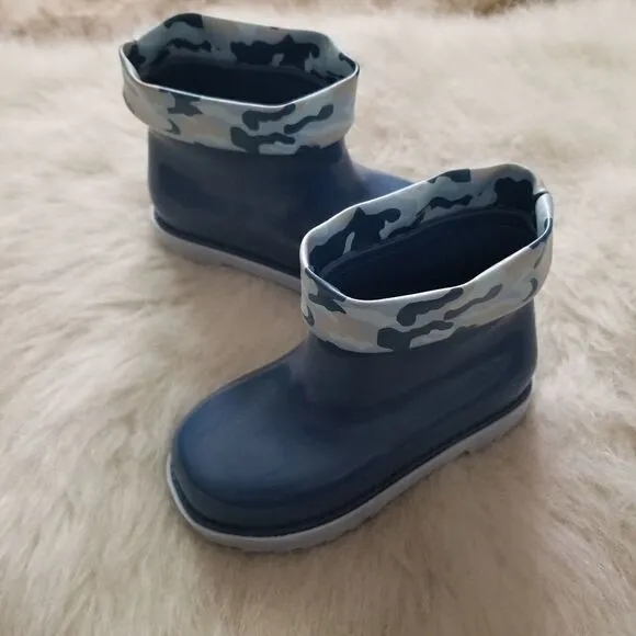 MINI MELISSA Toddler Boy Camo Print Short Rain Boots Blue Size 10