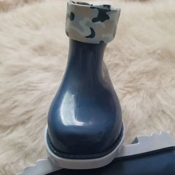 MINI MELISSA Toddler Boy Camo Print Short Rain Boots Blue Size 10