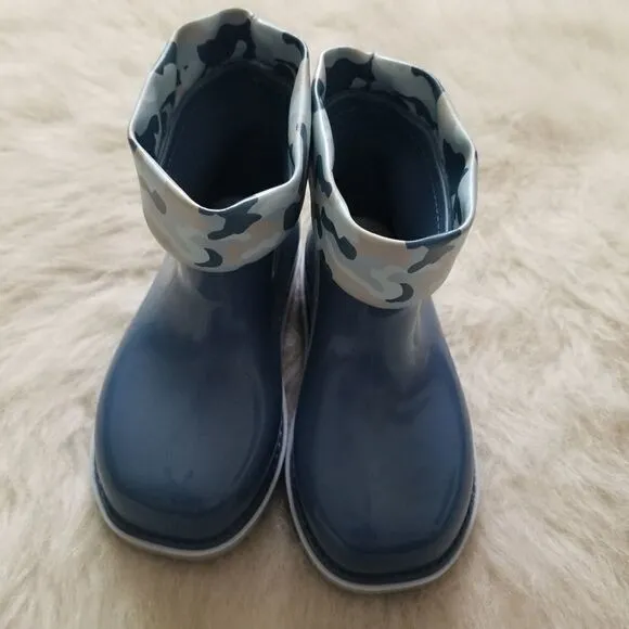 MINI MELISSA Toddler Boy Camo Print Short Rain Boots Blue Size 10