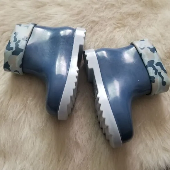 MINI MELISSA Toddler Boy Camo Print Short Rain Boots Blue Size 10