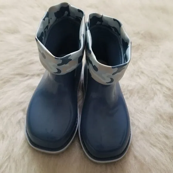 MINI MELISSA Toddler Boy Camo Print Short Rain Boots Blue Size 10
