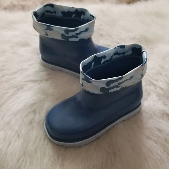 MINI MELISSA Toddler Boy Camo Print Short Rain Boots Blue Size 10