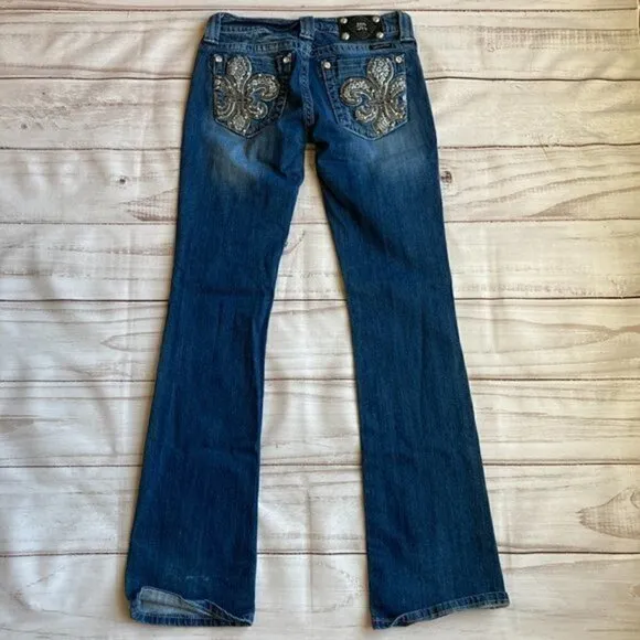 Miss Me Fleur de Lis Boot Jeans Size 28 Tall