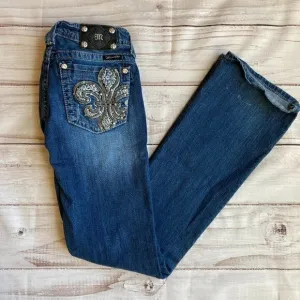 Miss Me Fleur de Lis Boot Jeans Size 28 Tall