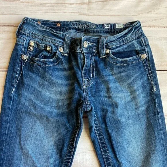 Miss Me Fleur de Lis Boot Jeans Size 28 Tall