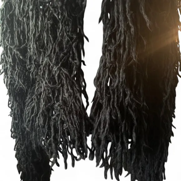 Missguided Black Shaggy Whimsigoth Grunge Fairy Goth Cardigan Jacket - Large